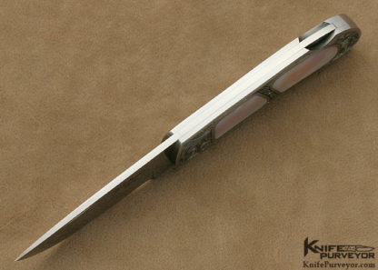 Eldon Petersen Custom Knife Double Mother of Pearl Interframe Lockback - Image 4