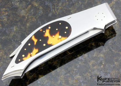 Emmanuel Esposito Custom Knife Amber with 18K Gold Accents "Lizard" Lockback - Image 3