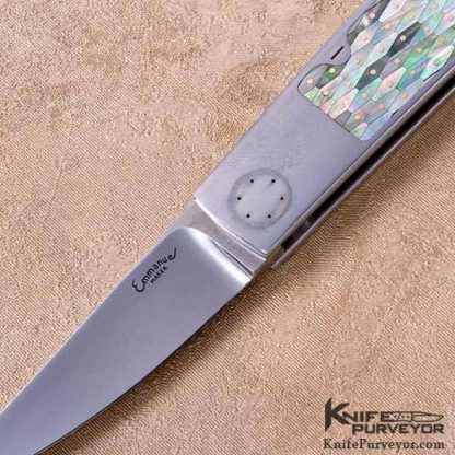 Emmanuel Esposito Custom Knives Mosaic Tiled Blacklip Tahitian Pearl Shell w/ 24Kt Gold Dots Tail Lock - Image 2
