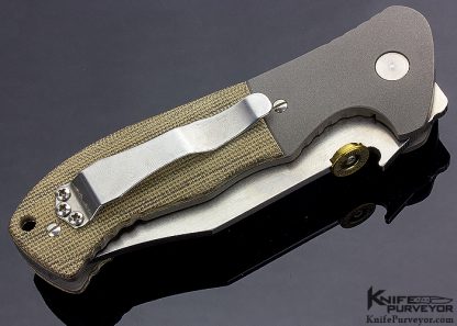 Ernie Emerson Custom Knife CQC-22 Tanto with Brown Canvas Micarta with Winchester .45 Auto Thumbstud - Image 3