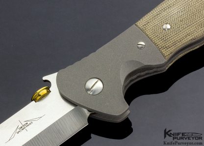Ernie Emerson Custom Knife CQC-22 Tanto with Brown Canvas Micarta with Winchester .45 Auto Thumbstud - Image 2