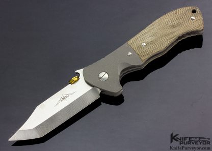 Ernie Emerson Custom Knife CQC-22 Tanto with Brown Canvas Micarta with Winchester .45 Auto Thumbstud