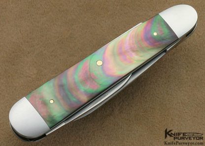 Eugene Shadley Custom Knife Black Lip Tahitian Pearl Shell Lobster Pattern Slip Joint - Image 5