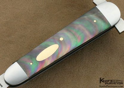 Eugene Shadley Custom Knife Black Lip Tahitian Pearl Shell Lobster Pattern Slip Joint - Image 3