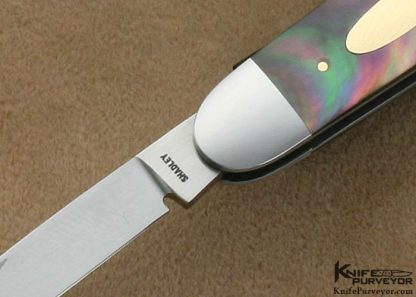 Eugene Shadley Custom Knife Black Lip Tahitian Pearl Shell Lobster Pattern Slip Joint - Image 2