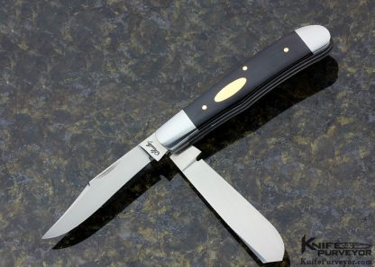 Eugene Shadley Custom Knife 2 Blade Slipjoint with Pen Shell, 14 Kt Gold Shield and Pins