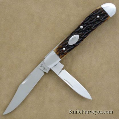 Eugene Shadley Custom Knife Brown Jigged Bone "Peanut Jack"