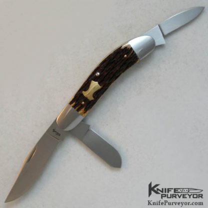 Eugene Shadley Custom Knife Remington Bone 3 Blade Sowbelly Slipjoint