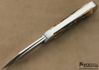 Joel Chamblin Custom Knife 2 Bladed Stag Slip Joint - Image 4