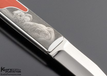 Charles Bennica Custom Knife Red Coral "Flamant" Incisione Engraved by Firmo Fracassi - Image 4
