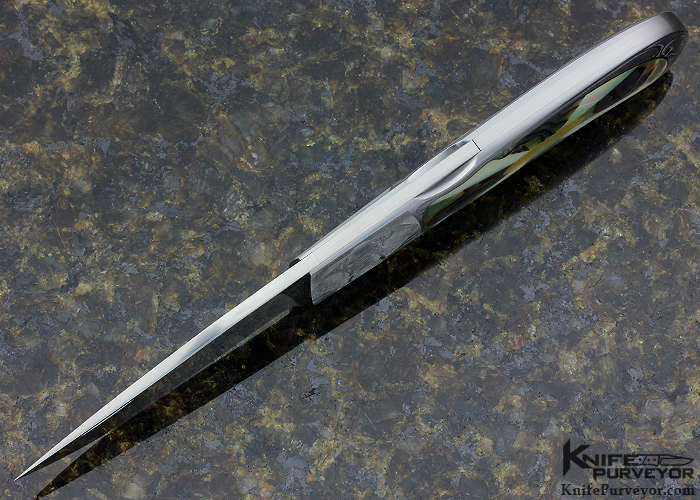 Steve Hoel Custom Knife Multi-Pearl Inlay Midlock Engraved by Francesca Fracassi - Image 4