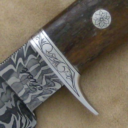 Jerry Fisk Custom Knife Engraved Damascus Sendero - Image 2