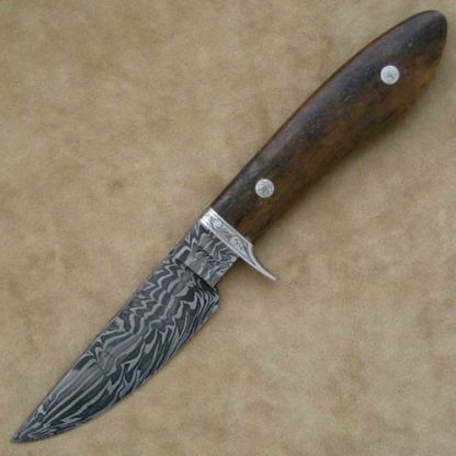 Jerry Fisk Custom Knife Engraved Damascus Sendero