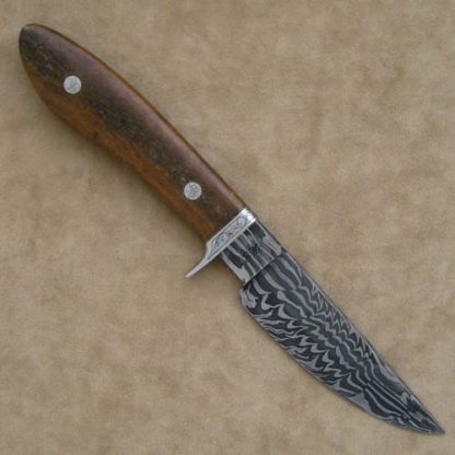 Jerry Fisk Custom Knife Engraved Damascus Sendero - Image 3