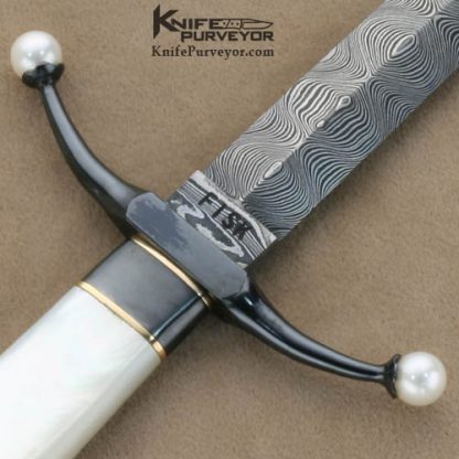 Jerry Fisk Custom Knives Mother of Pearl & Damascus Dress Dagger - Image 2