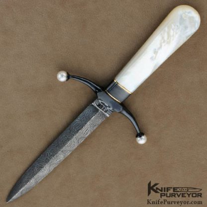 Jerry Fisk Custom Knives Mother of Pearl & Damascus Dress Dagger