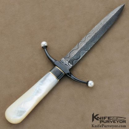 Jerry Fisk Custom Knives Mother of Pearl & Damascus Dress Dagger - Image 4