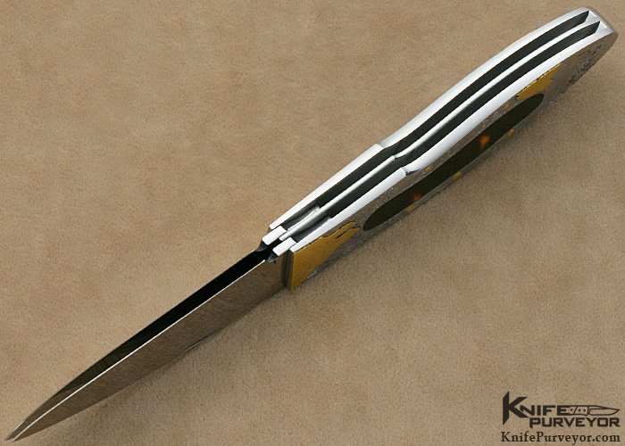 Antonio Fogarizzu Custom Knives Martin Butler Engraved Exotic Material Double Bladed Lockback Folder - Image 9