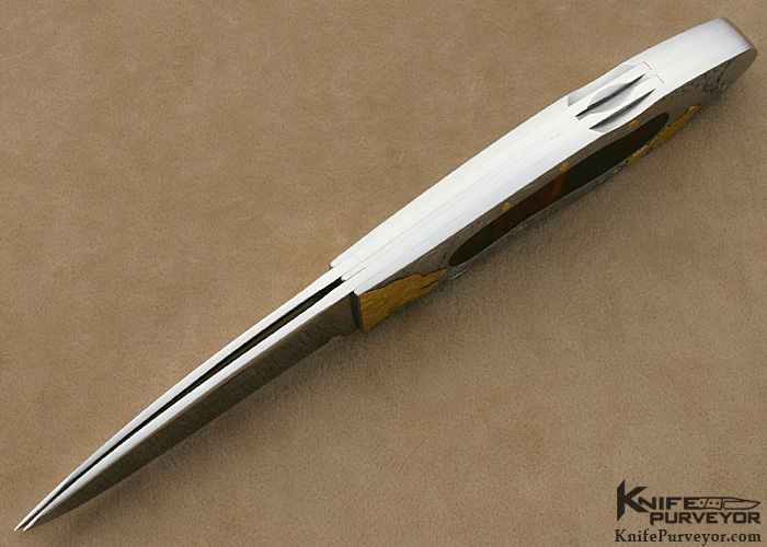 Antonio Fogarizzu Custom Knives Martin Butler Engraved Exotic Material Double Bladed Lockback Folder - Image 7
