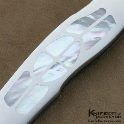 Antonio Fogarizzu Custom Knives 16 Piece Mother of Pearl Pearl Inlaid Lockback Folder - Image 2