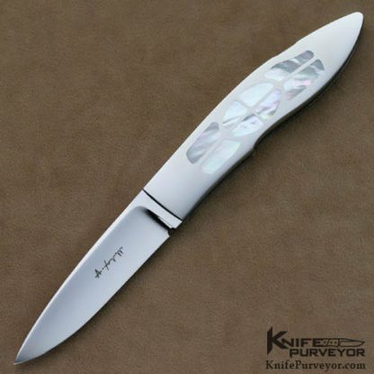 Antonio Fogarizzu Custom Knives 16 Piece Mother of Pearl Pearl Inlaid Lockback Folder