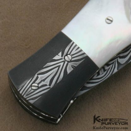 Ford Swauger Custom Knives Sole Authorship Damascus & Mother of Pearl Auto - Image 4