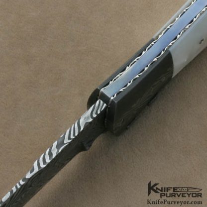 Ford Swauger Custom Knives Sole Authorship Damascus & Mother of Pearl Auto - Image 6