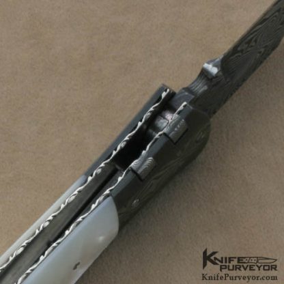 Ford Swauger Custom Knives Sole Authorship Damascus & Mother of Pearl Auto - Image 7