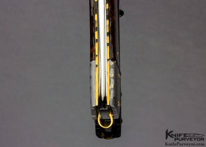 Francesco Pachi Custom Knife Two Bolster Mosaic Damascus and Amber Linerlock - Image 6