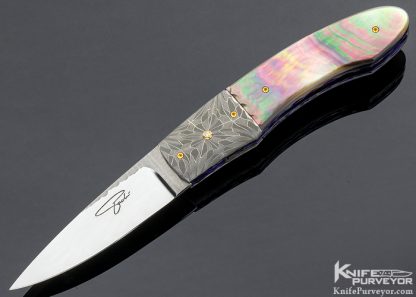 Francesco Pachi Custom Knife Blacklip Pearl Damascus with Diamond