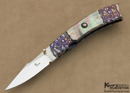 Francesco Pachi Custom Knife Blued Sole Authorship Damascus & Blacklip Tahitian Pearl Shell Prototype Linerlock