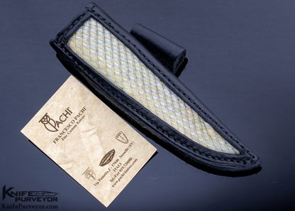 Francesco Pachi Custom Knife Damascus Fixed Blade and Paua Shell Scales - Image 7