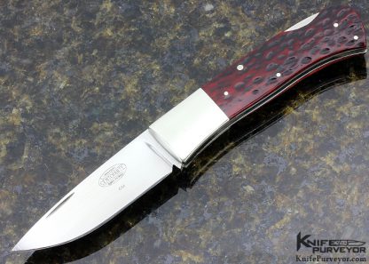 Frank Centofante Custom Knife Red Jigged Bone Lockback