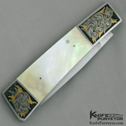 Frank Centofante Custom Knife Ron Nott Engraved Gold Lip Pearl Tail lock - Image 3