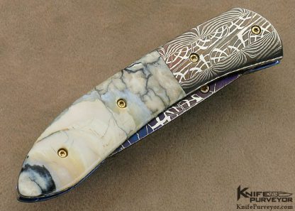 Frank Niro Custom Knife Rob Calcinore Blued Damascus  Linerlock - Image 4