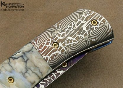 Frank Niro Custom Knife Rob Calcinore Blued Damascus  Linerlock - Image 5