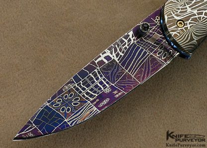 Frank Niro Custom Knife Rob Calcinore Blued Damascus  Linerlock - Image 3