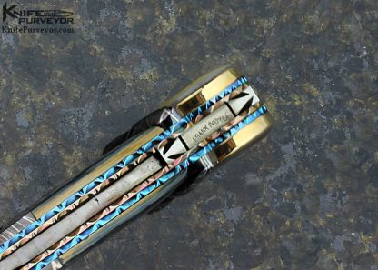 Frank Potter Custom Knife Pearl Shell & 14Kt Gold with Robert Eggerling Mosaic Damascus Automatic Linerlock - Image 6