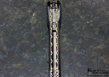 Frank Potter Custom Knife Black Lip Thaitian Pearl Shell & Robert Eggerling Mosaic Damascus "Gambler" Automatic Linerlock - Image 4