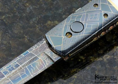 Frank Potter Custom Knife "Gambler" Mother of Pearl and Mosaic Damascus Auto Linerlock - Image 2