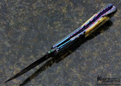 Frank Potter Custom Knife Blued Robert Eggerling Mosaic Damascus & Mammoth Automatic Linerlock - Image 5