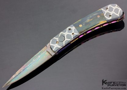 Frank Potter "Gambler" Custom Knife Auto with Blue Mammoth