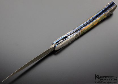 Frank Potter Custom Knife Mosaic Damascus and Mammoth Linerlock - Image 6