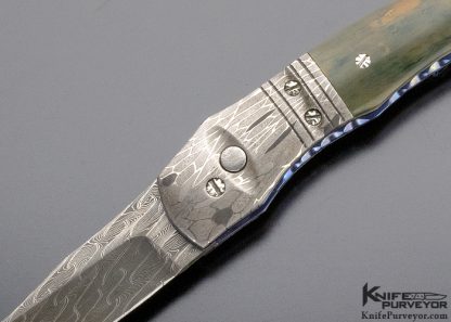Frank Potter Custom Knife Mosaic Damascus and Mammoth Linerlock - Image 2