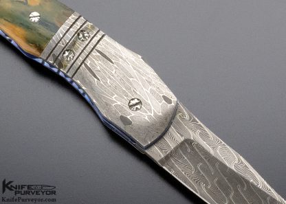 Frank Potter Custom Knife Mosaic Damascus and Mammoth Linerlock - Image 4