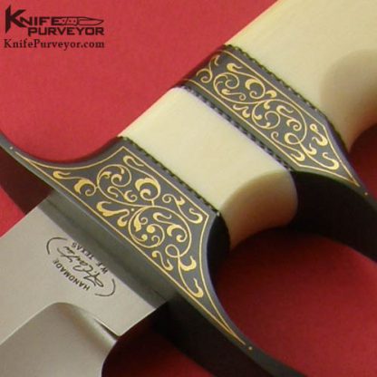 Dr. Fred Carter Custom Knife Sole Authorship Engraved Pre-Ban Elephant Ivory Subhilt Fighter - Image 2