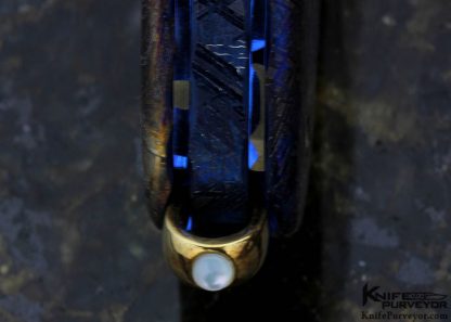 Francesco Pachi Custom Knife Blued Meteorite & Mother of Pearl Shell Linerlock - Image 6