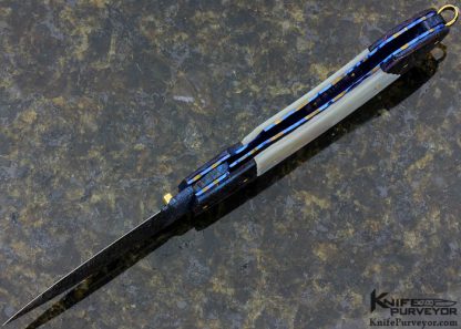 Francesco Pachi Custom Knife Blued Meteorite & Mother of Pearl Shell Linerlock - Image 3