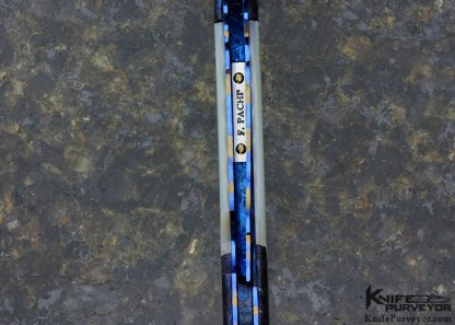 Francesco Pachi Custom Knife Blued Meteorite & Mother of Pearl Shell Linerlock - Image 5