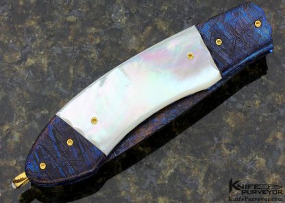 Francesco Pachi Custom Knife Blued Meteorite & Mother of Pearl Shell Linerlock - Image 7